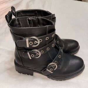 Torrid Black Heeled Boots with Buckle Detail size 9